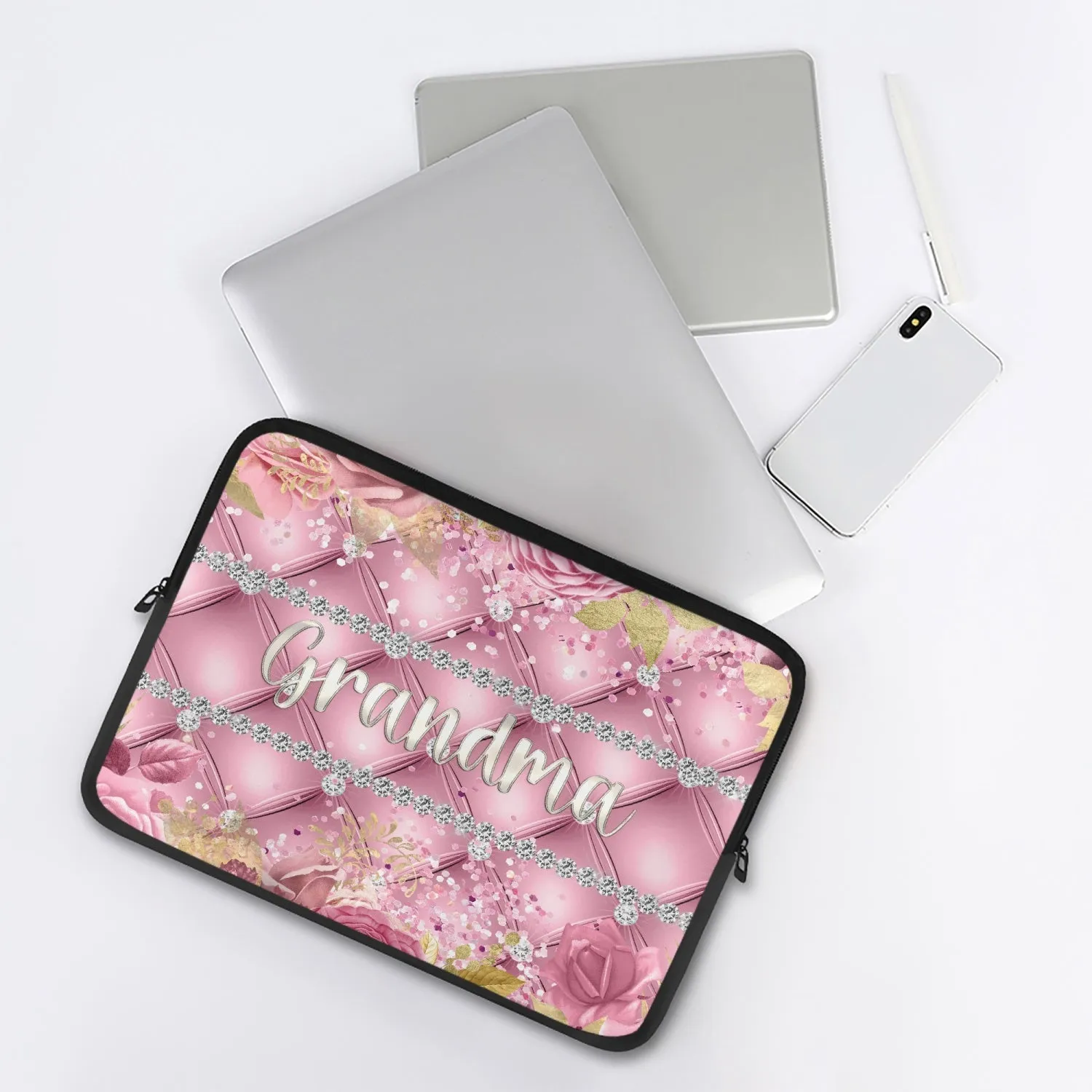 Laptop Sleeve - without handles - Pink Floral - Grandma