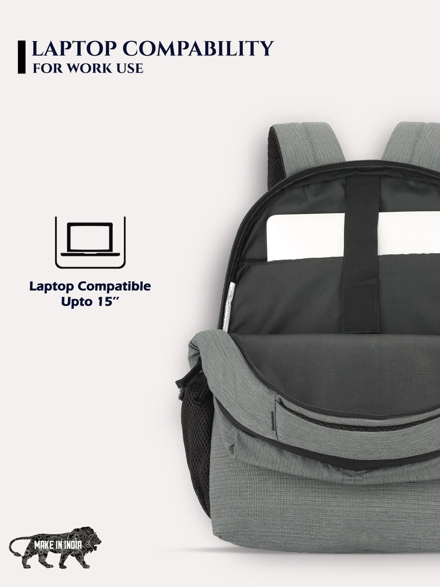 Lavie Sport Pex 21L Laptop Backpack For Men & Women Grey