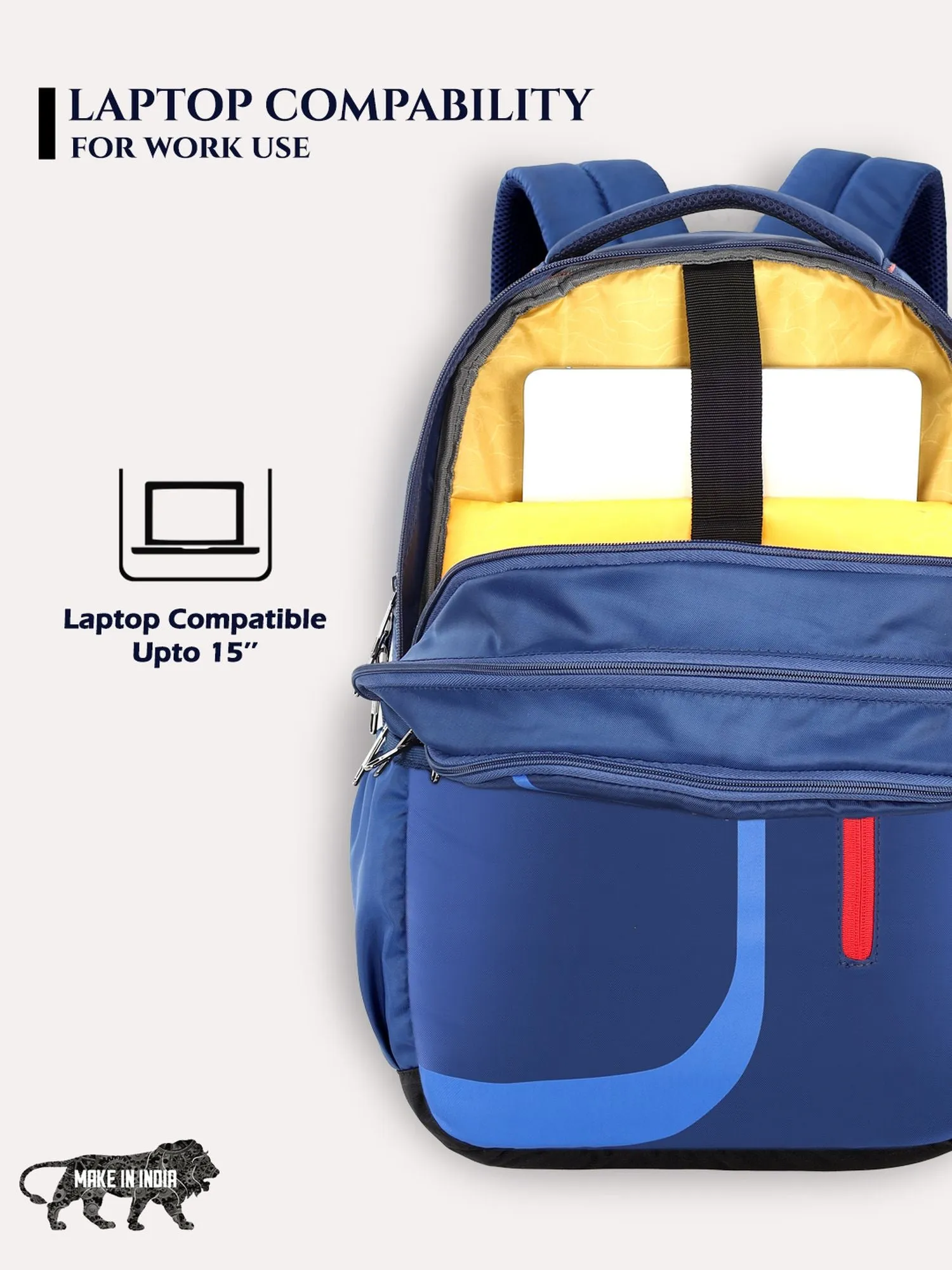 Lavie Sport Zolt X 34L Laptop Backpack For Men & Women | College Bag For Boys & Girls Navy