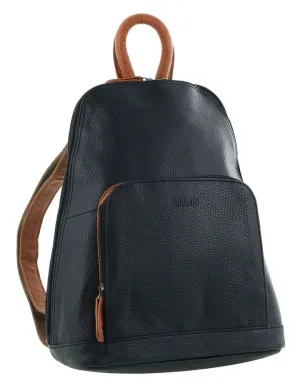 Milleni - NL10767 Leather backpack - Black/Cognac