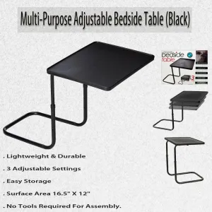 Multi-Purpose Adjustable Bedside Table (Black) OD407