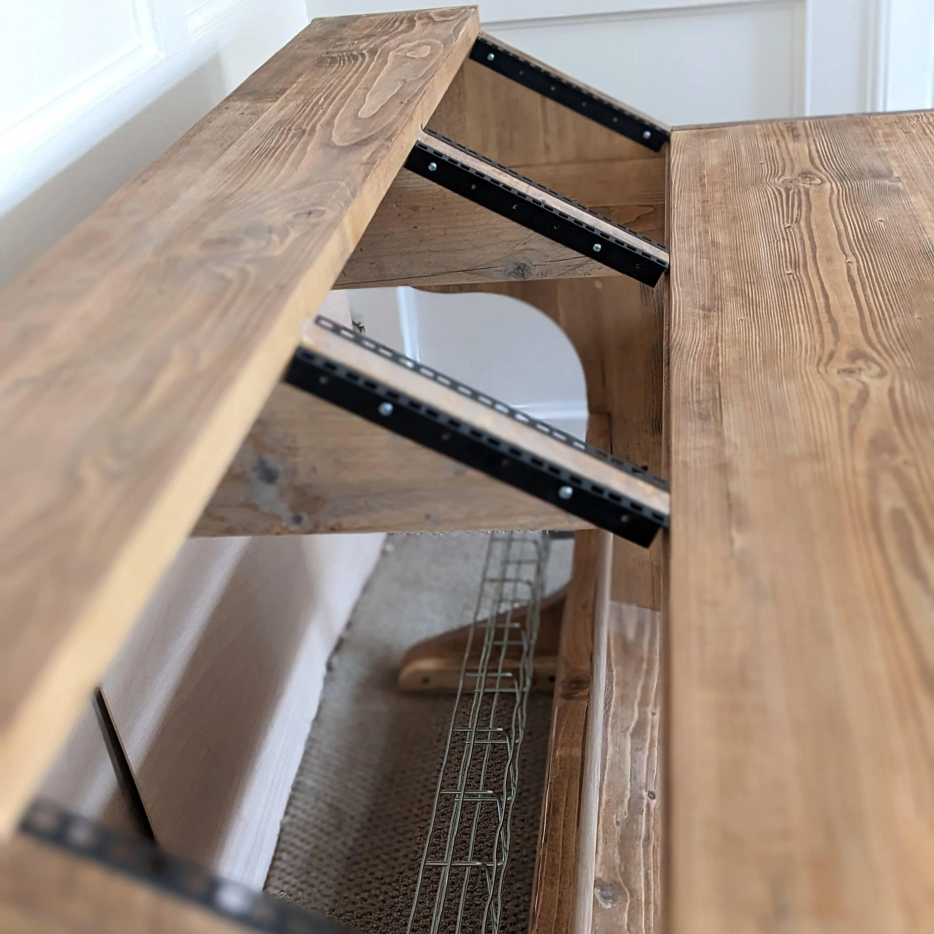 NOVA: Musician's Studio Desk with Rugged Keyboard Tray, Monitor Stand and 6U Racks, 3 Tiered made from Reclaimed Wood