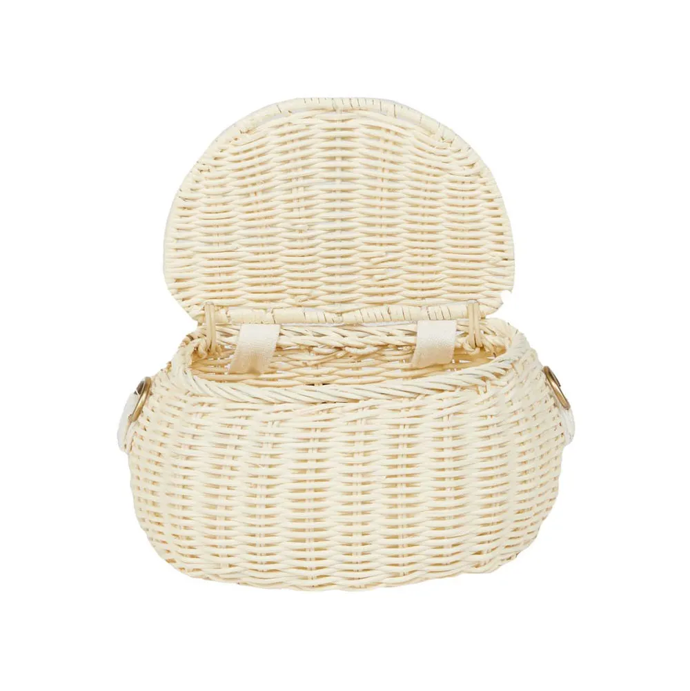 Olli Ella Mini Chari Rattan Bag - Chalk