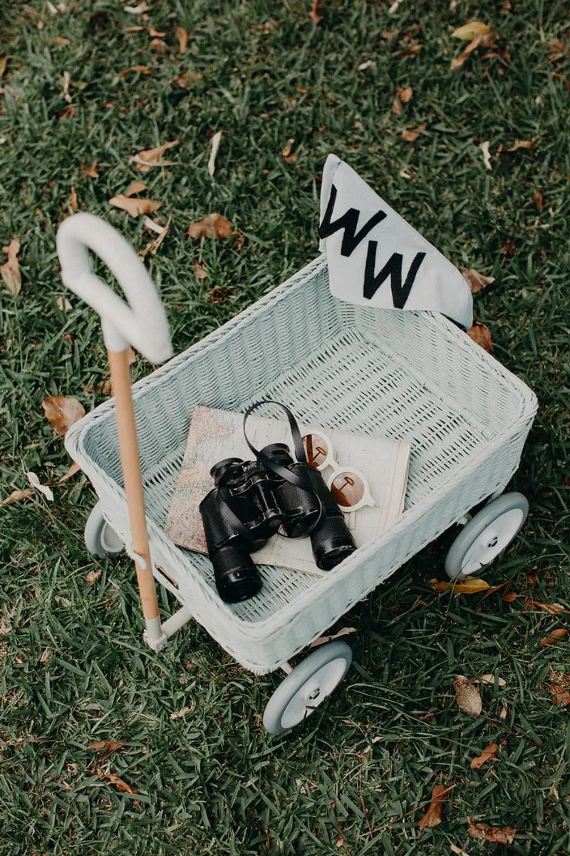 Olli Ella Rattan Wonder Wagon - Vintage Blue