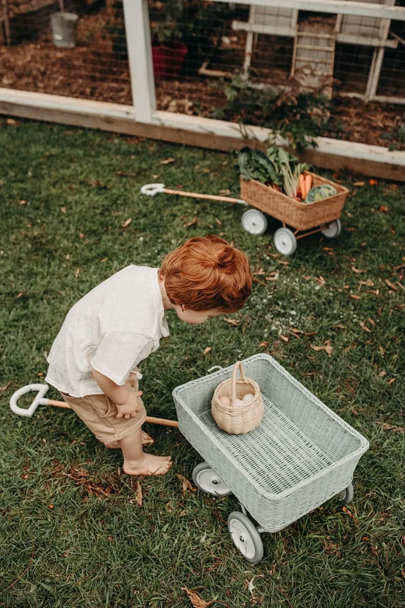 Olli Ella Rattan Wonder Wagon - Vintage Blue