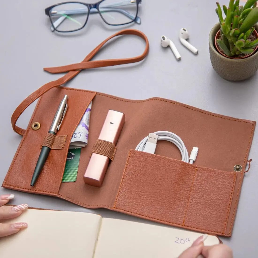 Personalised Debossed Faux Leather Travel Organiser