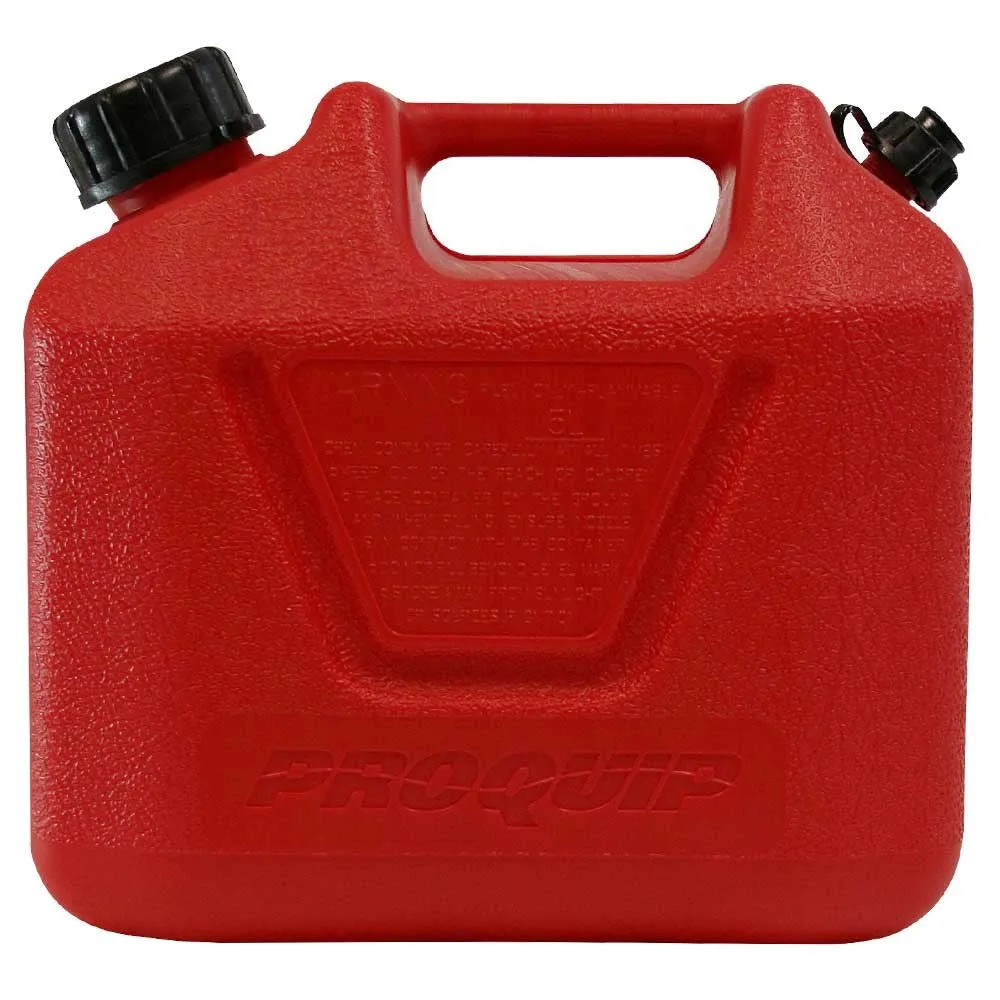 Pro Quip 5L Plastic Fast Pour Fuel Can - Unleaded Petrol Red - 0957