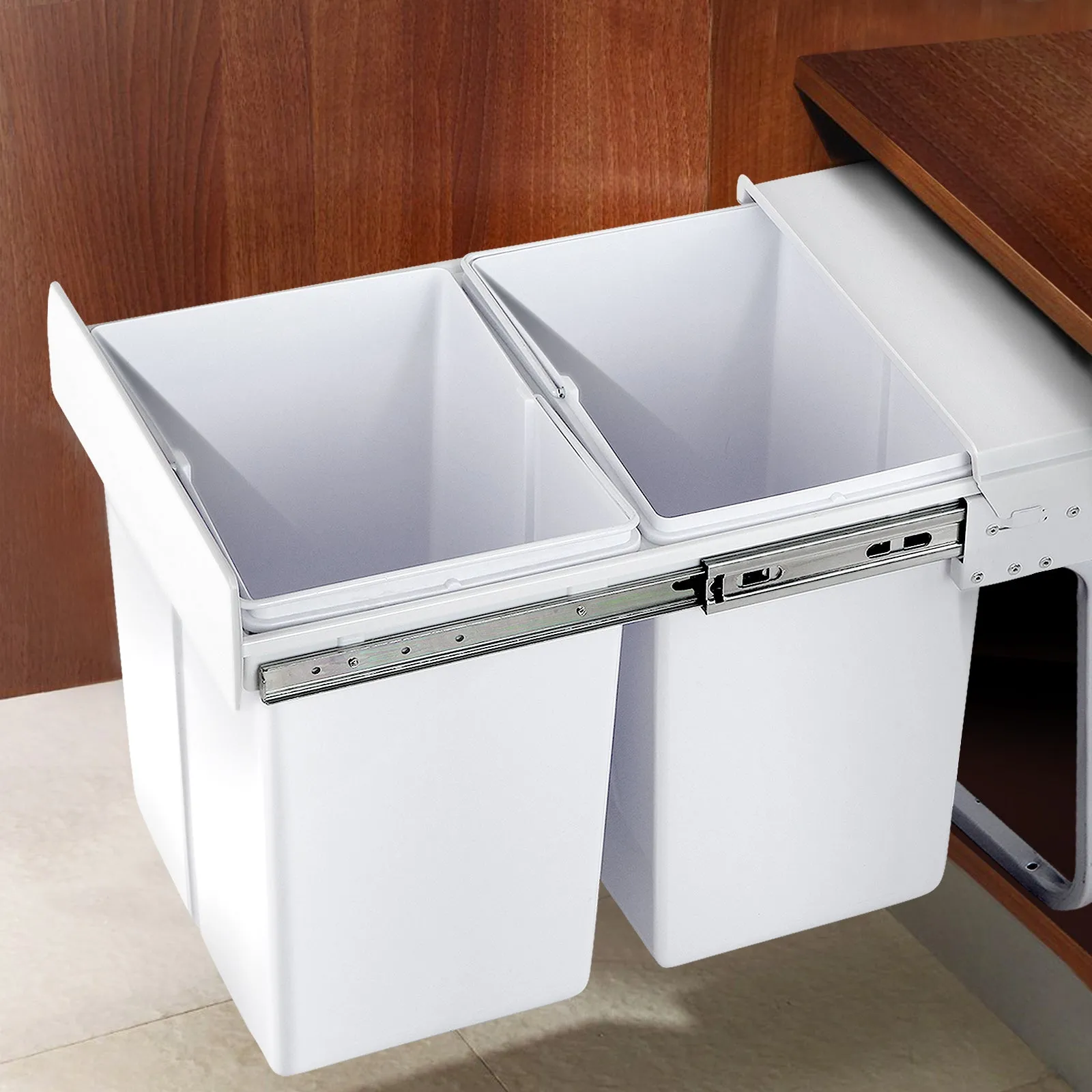 Pull Out Bin - White (2x20L)