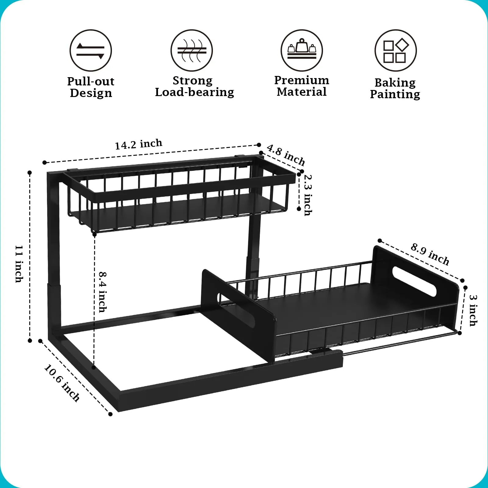 REALINN Under Sink Organizer and Storage, 2 Pack Pull Out Cabinet Organizer Slide Out Sink Shelf Cabinet Storage Shelves, Under Sink Storage for Kitchen Bathroom Cabinet