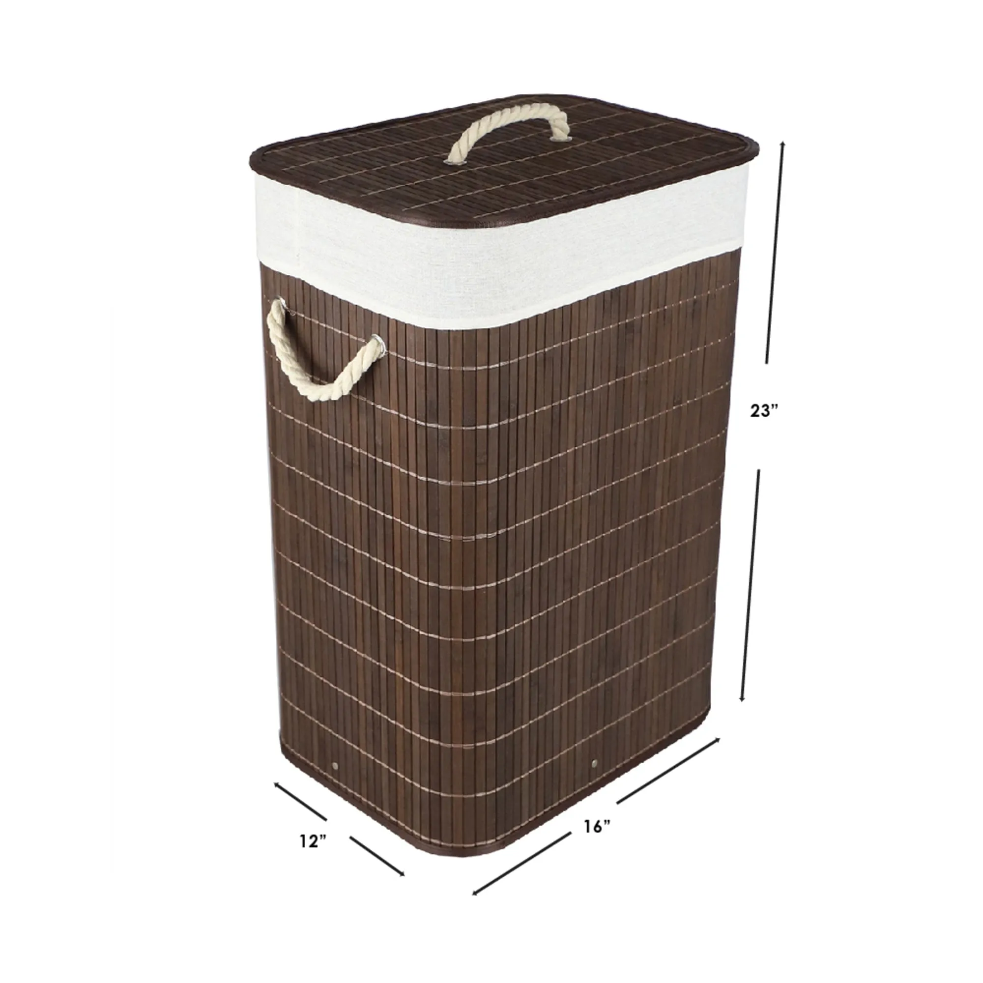 Rectangular Bamboo Hamper, Brown