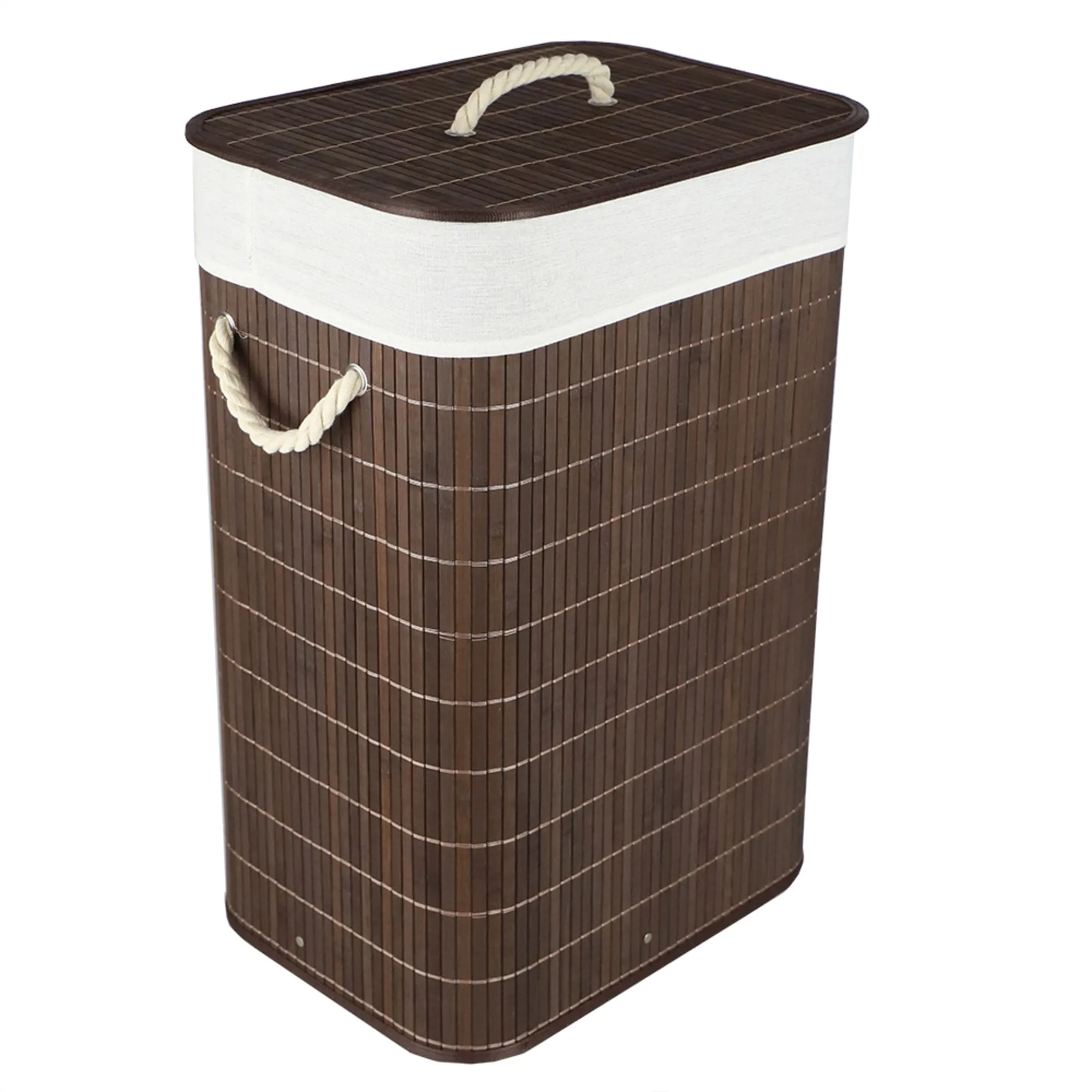 Rectangular Bamboo Hamper, Brown