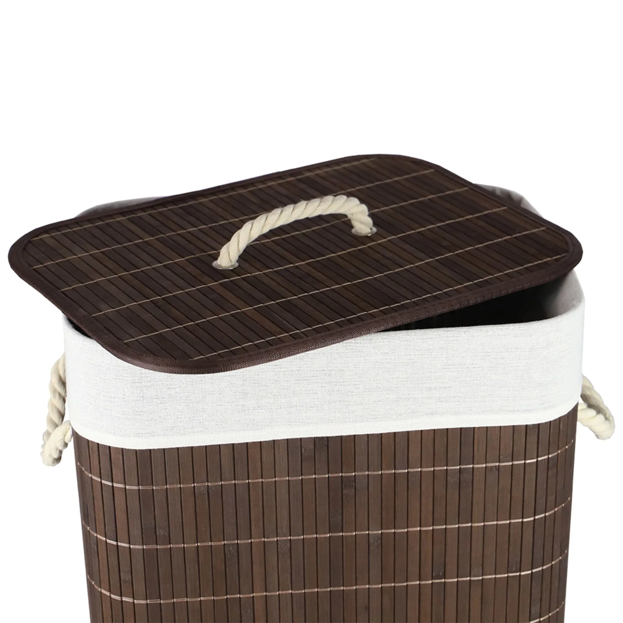 Rectangular Bamboo Hamper, Brown