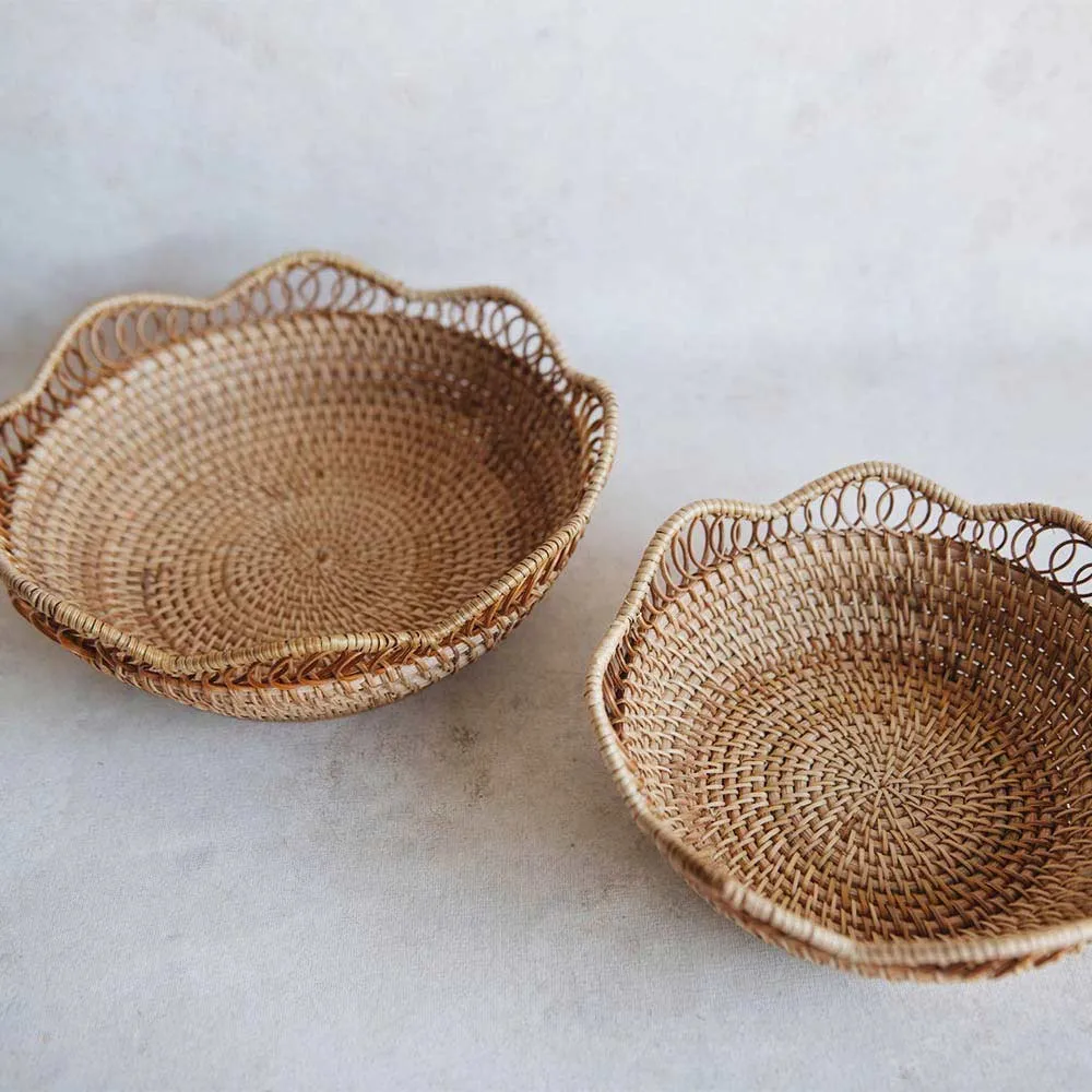 Rhode Rattan Scalloped Basket