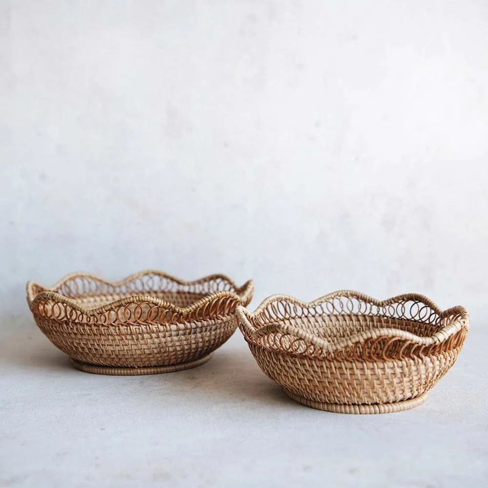 Rhode Rattan Scalloped Basket