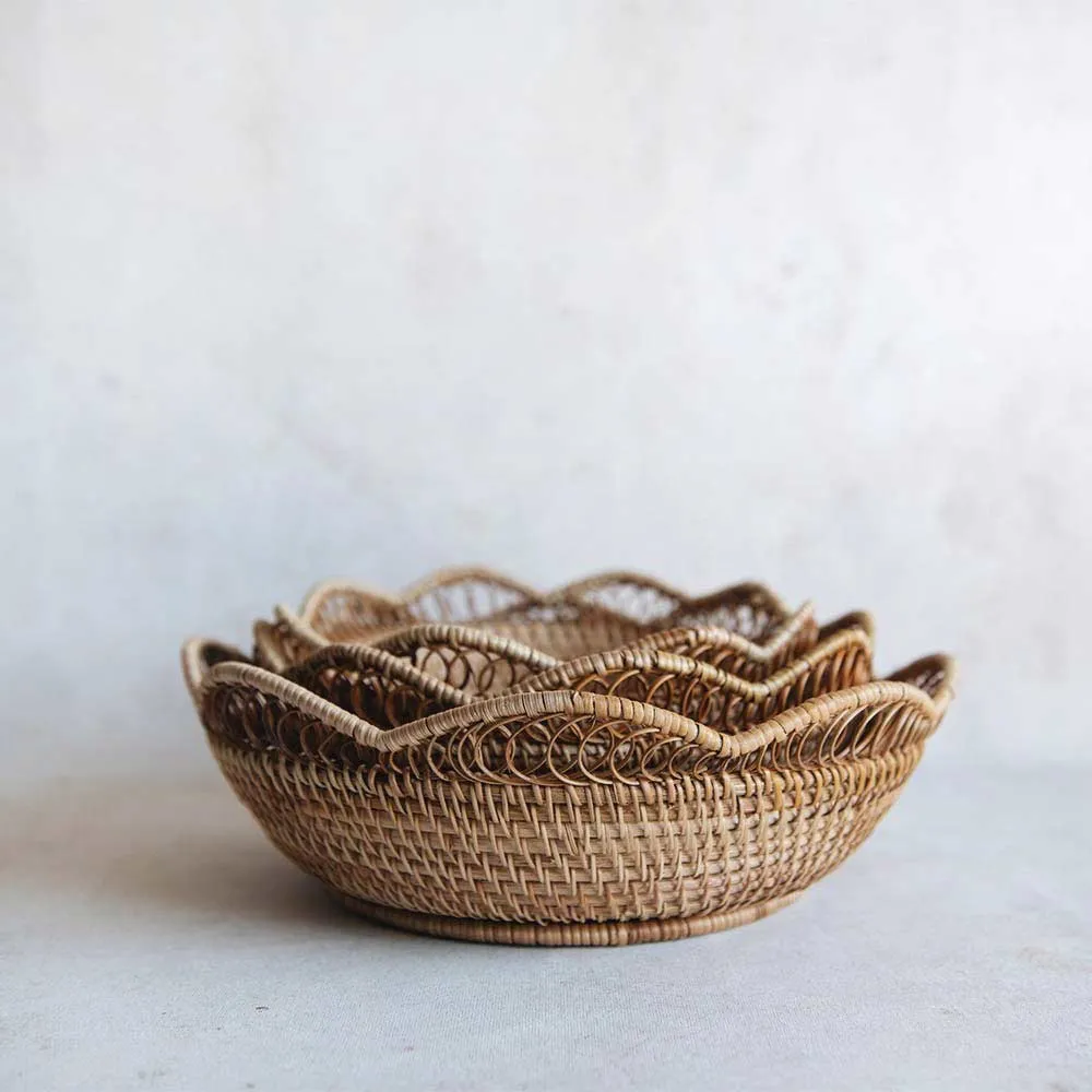 Rhode Rattan Scalloped Basket