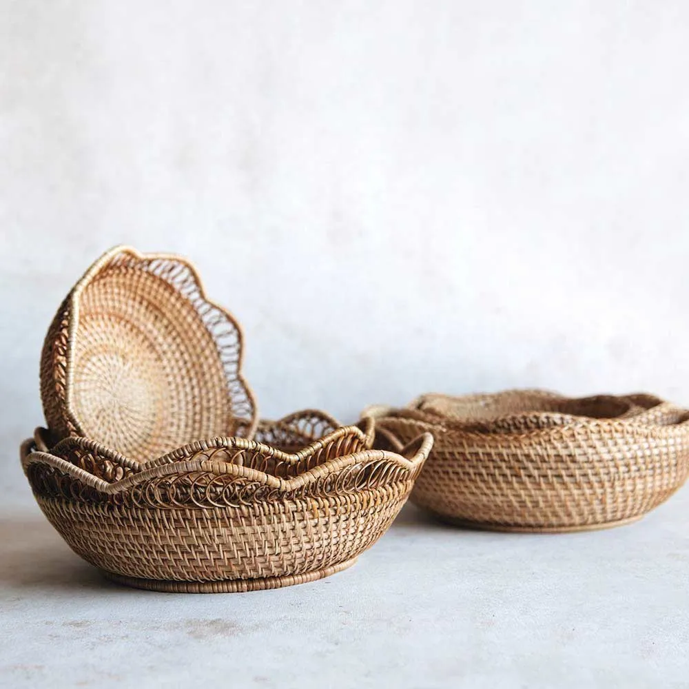 Rhode Rattan Scalloped Basket