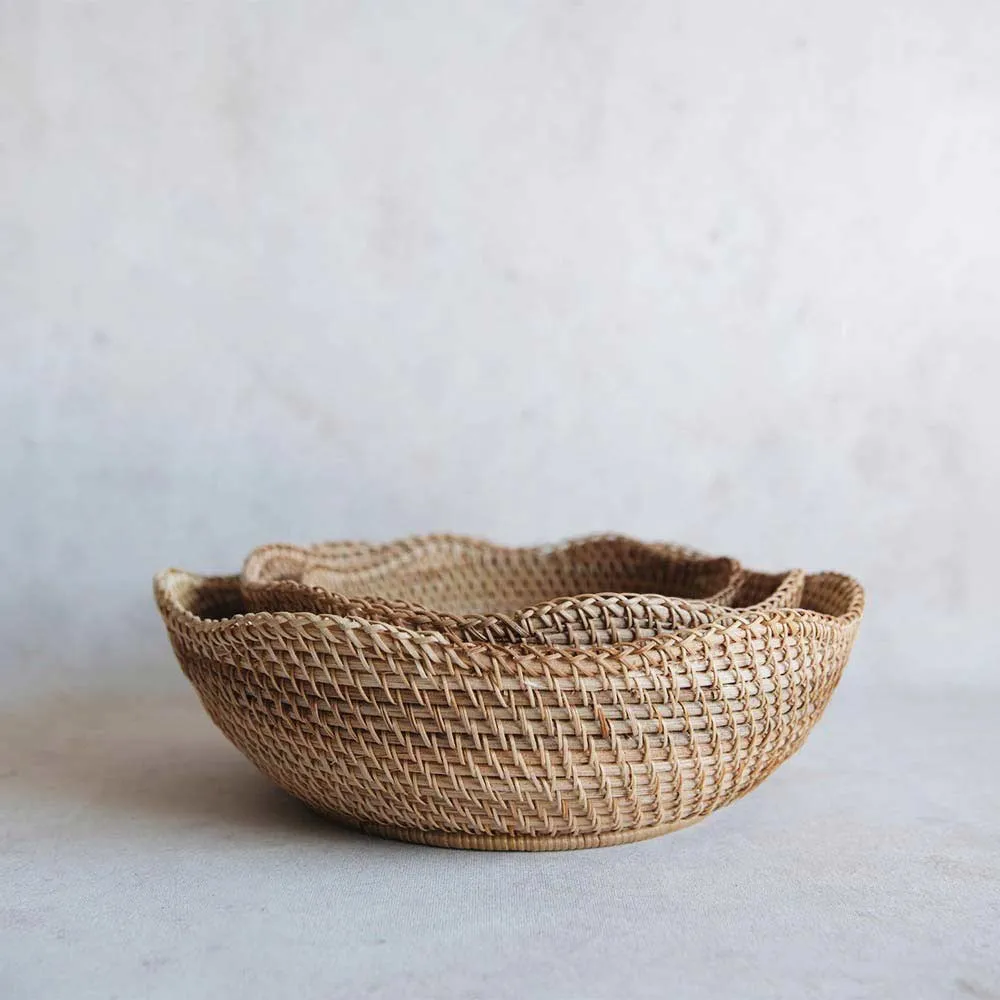 Rhode Rattan Scalloped Basket