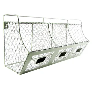 Rustic Chicken Wire Wall 3 Basket Farmhouse Storage Bin