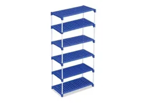 Shree 6 Shelf Shoe Rack(Blue & White), Sturdy, Kitchen Storage, Shoe Stand, Metal, Plastic, Multipurpose use, Space-Saving, Shoe Organizer, Rover Rack, Shoe Storage, Shoe Rack