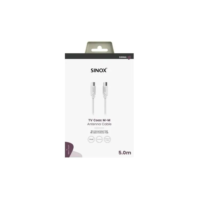 Sinox 5M TV Coax M-M Antenna Cable - White | 52351