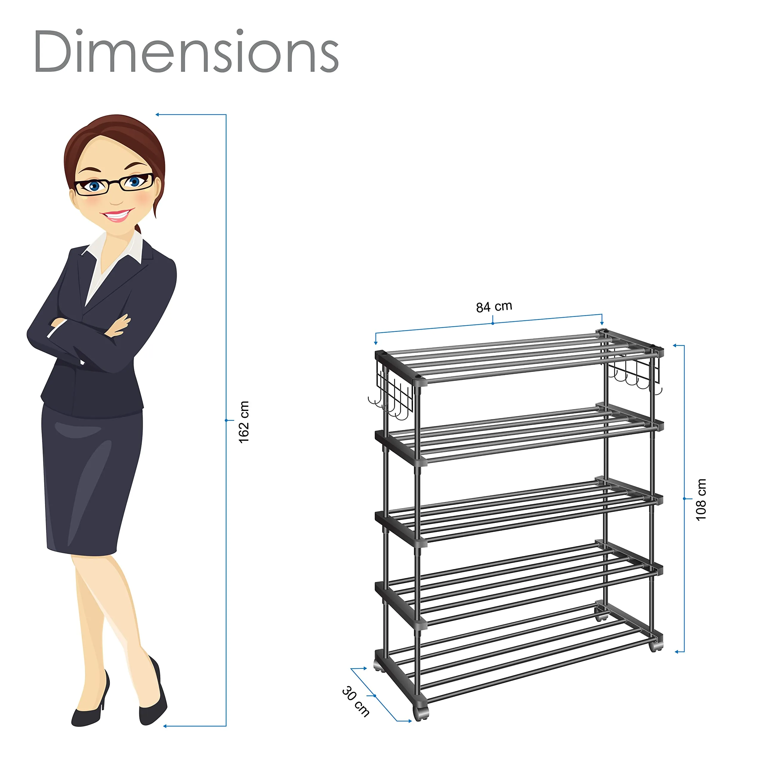 TNT THE NEXT TREND Sturdy Premium Multipurpose Steel Shoe/chappal/Book/Clothes Rack/Stand/For Home (5 Shelves, Metal)