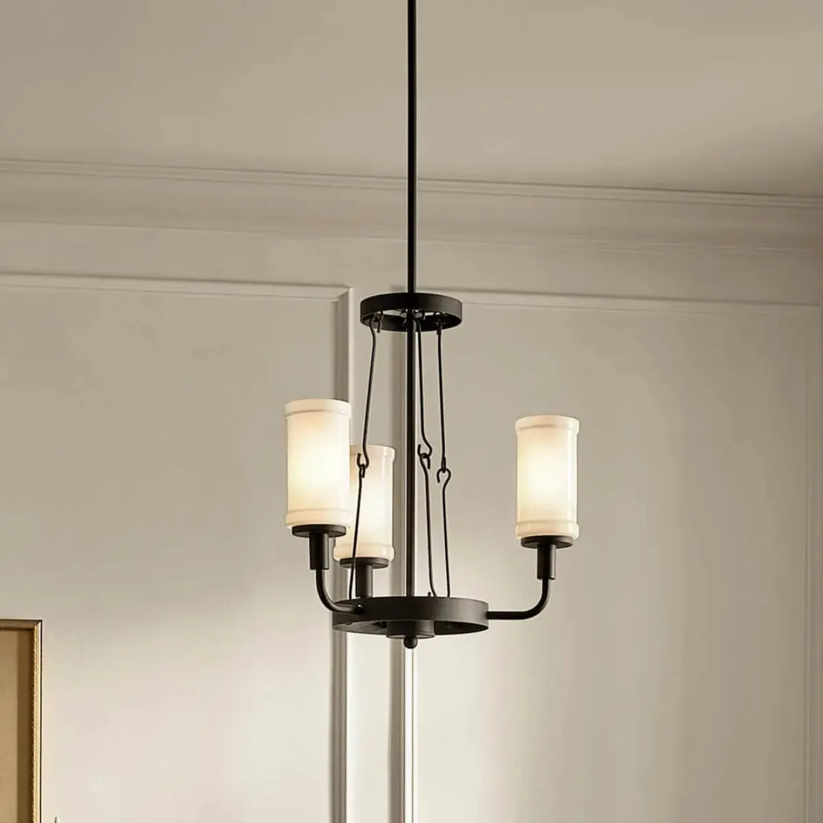 Vetivene 21" 3-Light Chandelier, Textured Black Finish