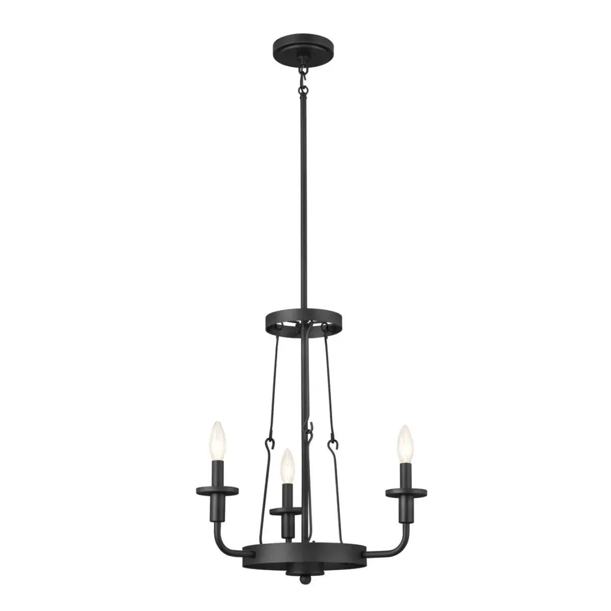 Vetivene 21" 3-Light Chandelier, Textured Black Finish