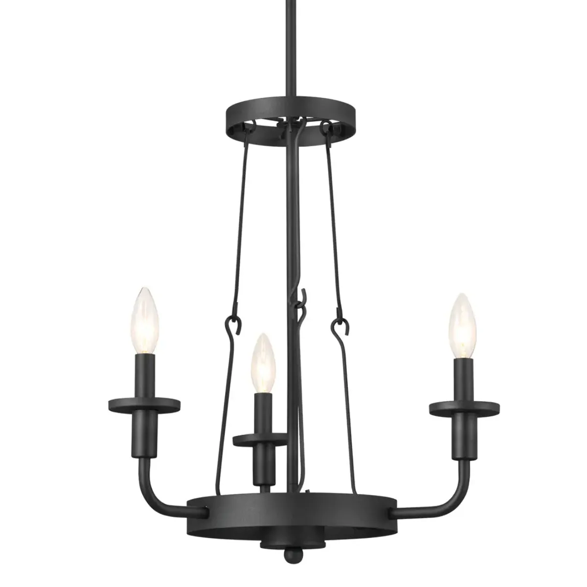 Vetivene 21" 3-Light Chandelier, Textured Black Finish