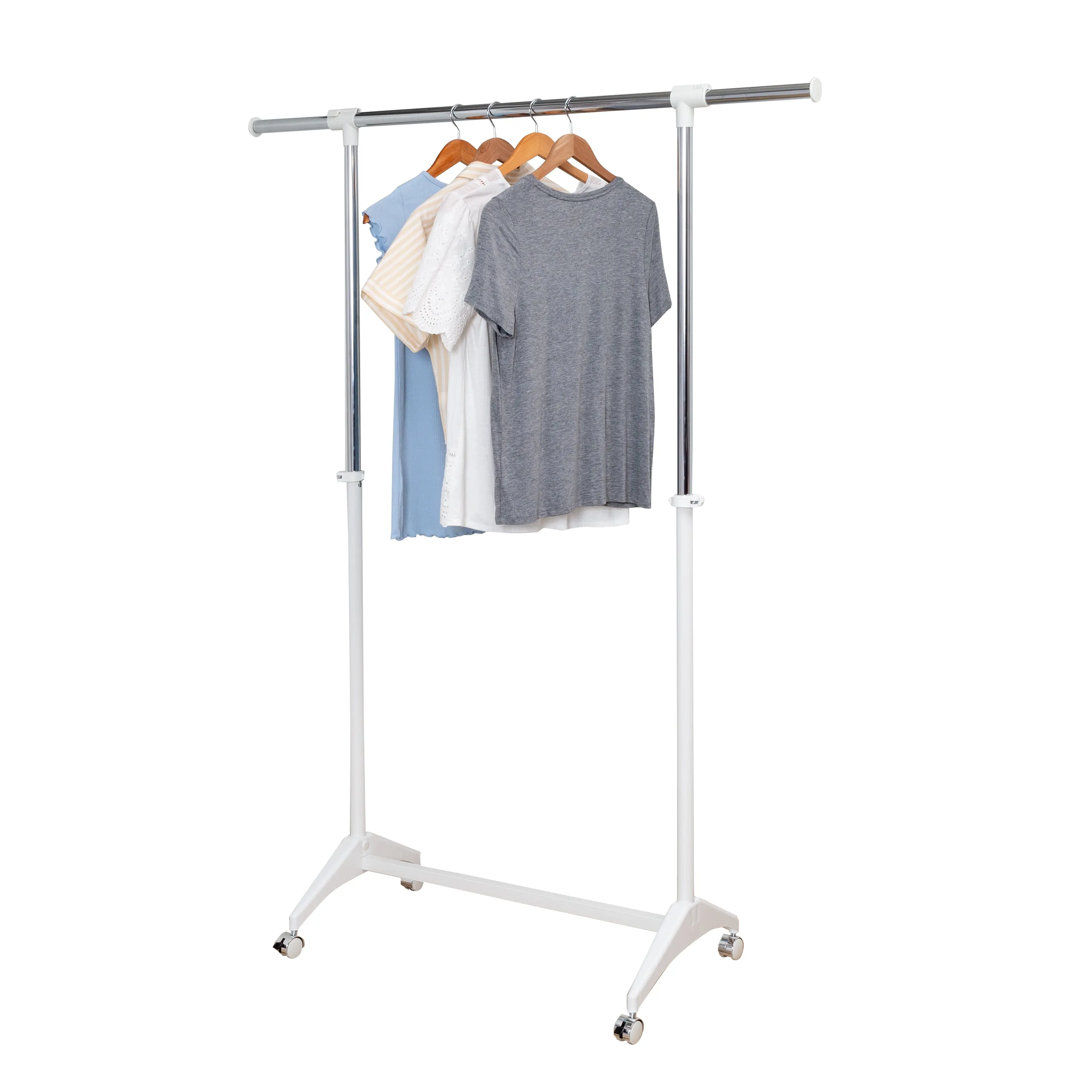 White Expandable Rolling Clothes Rack