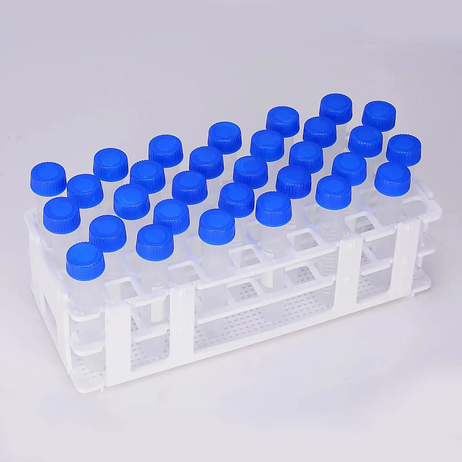 White Plastic Test Tube Rack, 13-30mm Hole Diameter