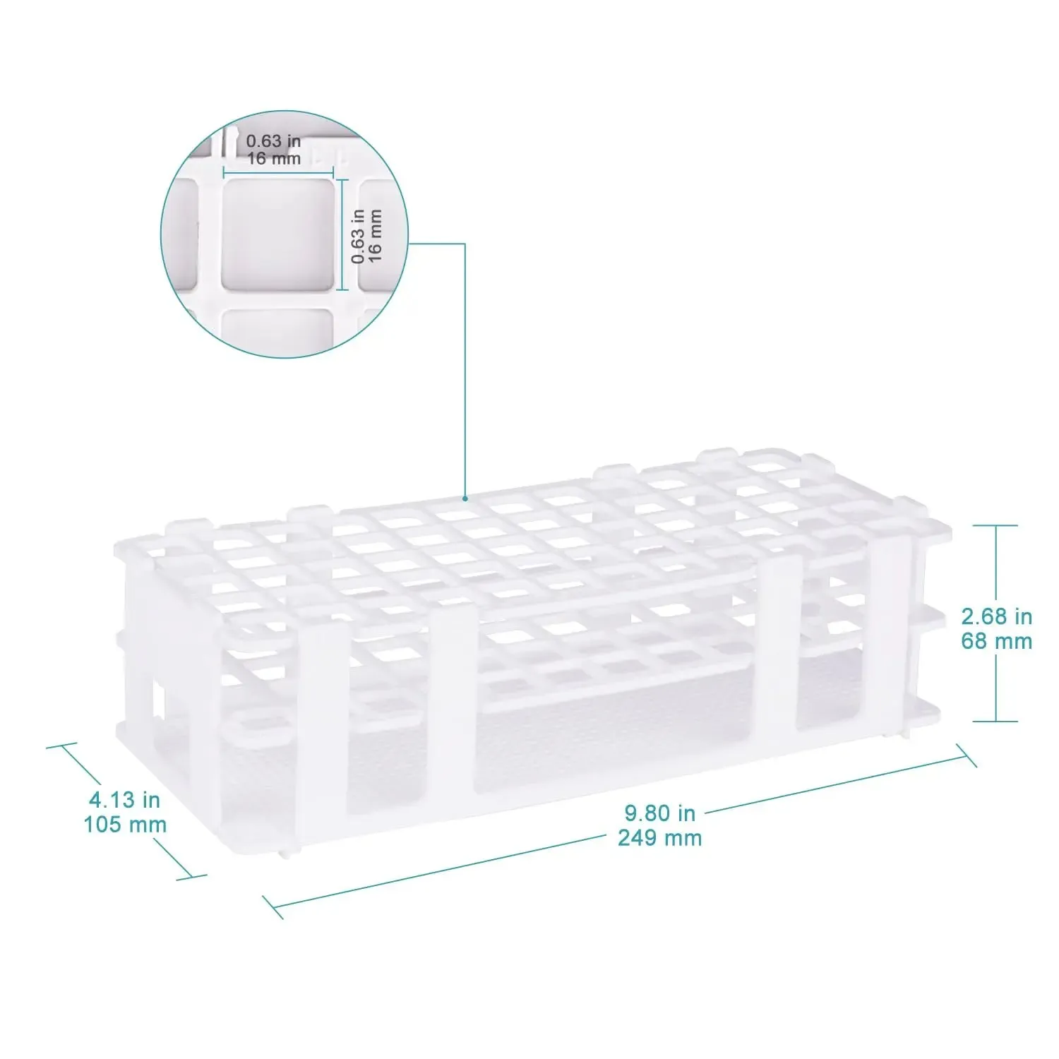 White Plastic Test Tube Rack, 13-30mm Hole Diameter