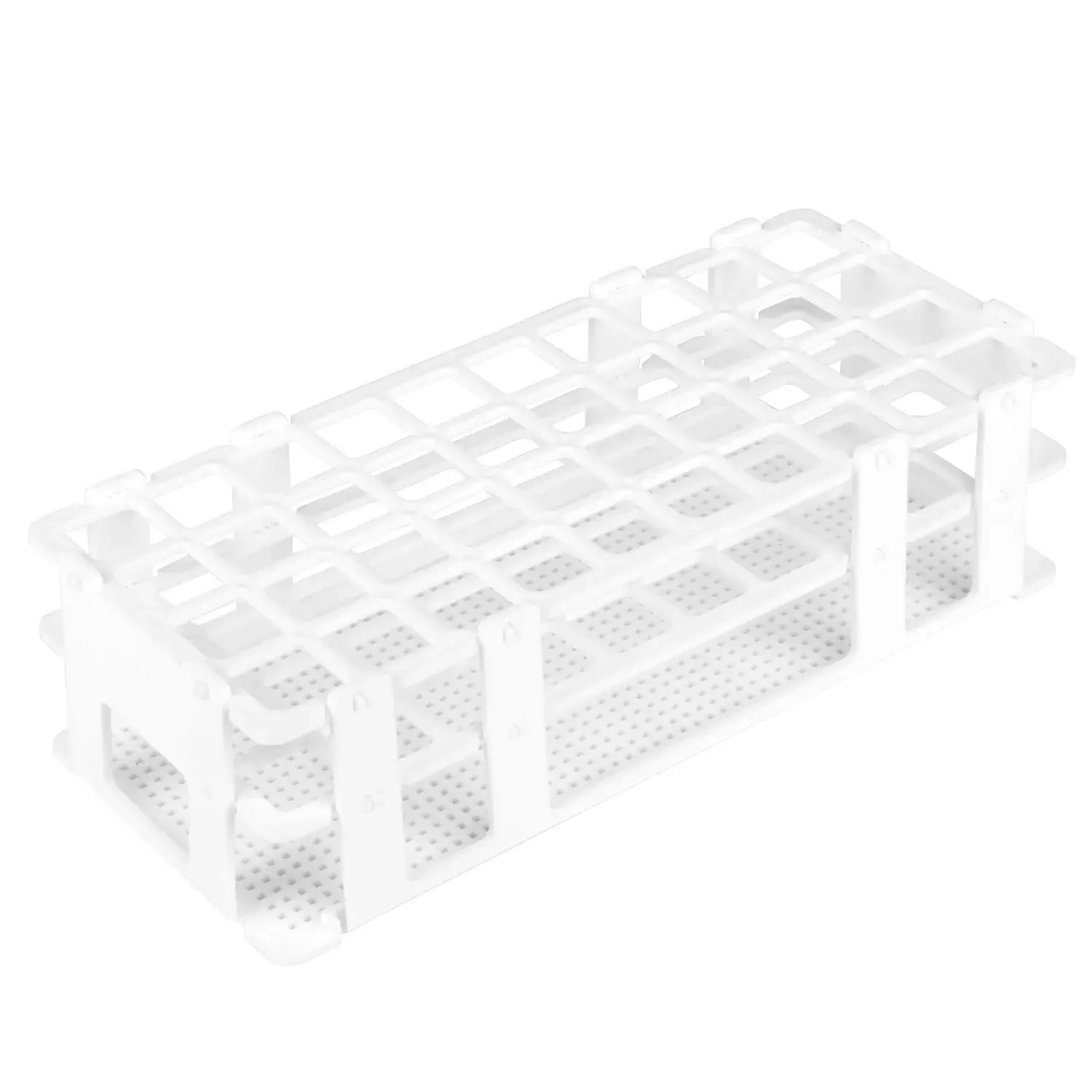 White Plastic Test Tube Rack, 13-30mm Hole Diameter