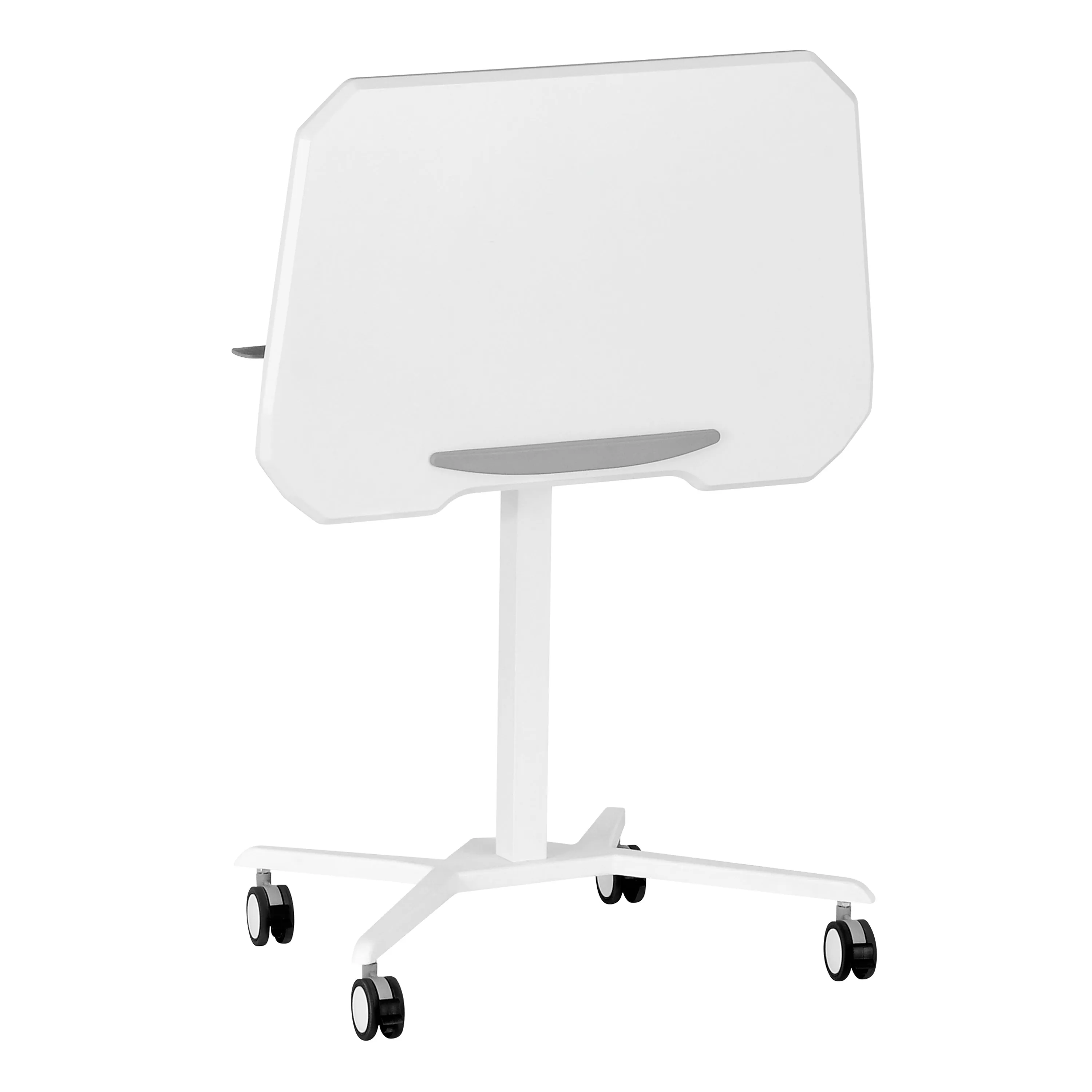 White Sit to Stand Mobile Laptop Computer Stand with Height Adjustable and Tiltable Tabletop