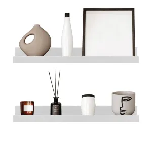 White Wall Hanging Shelf 45 cm Pack 2