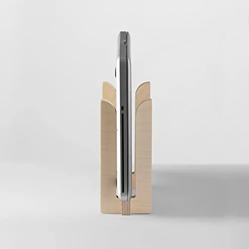 Whittlewud Wooden Laptop Holder Stand, Laptop holder designed to leave your computer upright, takes up little space and can be charged while resting.