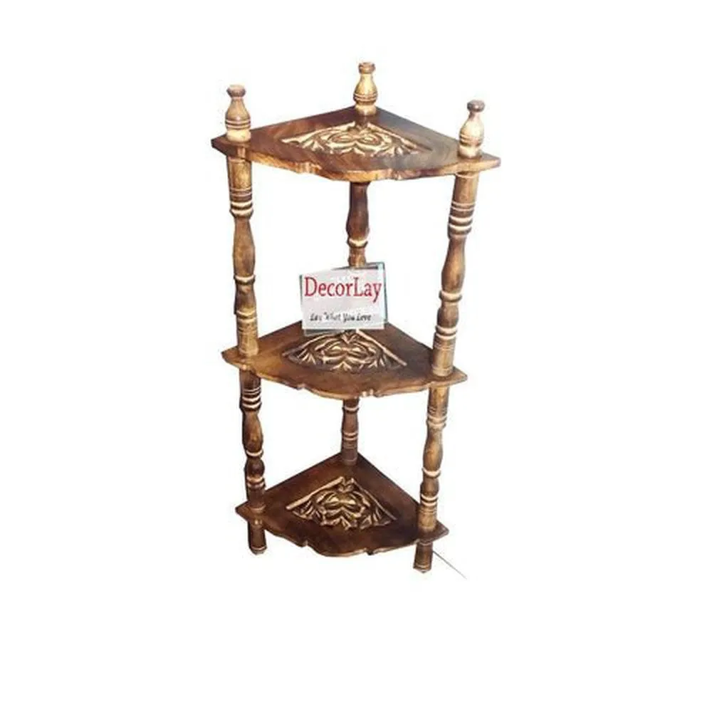 Wooden Corner Mini Free Standing Rack Living Room Side Table Home