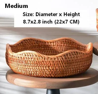 Woven Round Storage Baskets, Rattan Storage Baskets, Storage Baskets for Kitchen, Pantry Storage Baskets