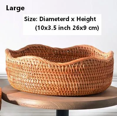 Woven Round Storage Baskets, Rattan Storage Baskets, Storage Baskets for Kitchen, Pantry Storage Baskets